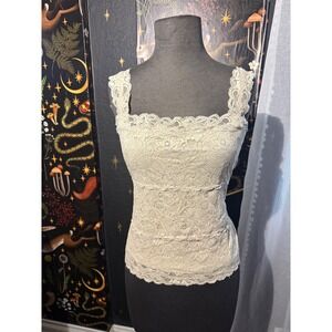 Sigrid Olsen Collection Cream Floral Lace Camisole Square Neck Tank Top Large